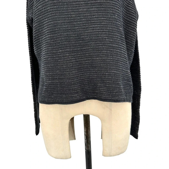 Eileen Fisher Silk Linen Organic Cotton Sweater Black Stitched Medium‎ Petite - Picture 4 of 9